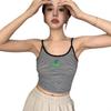 Camisola Listrada Vintage Pequena Feminina Verão Garota Quente Sexy Justa Top Design Sensação Camisa Base Interna Roupa Externa