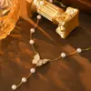 Collar de Perlas y Nácar Tendencia en Tiktok para Mujer, Moda de Alta Gama, Lujo Ligero, Colgante Versátil, Gargantilla de Mariposa Única