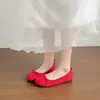 Zapatos Planos Rojos para Mujer Boca Baja con Lazo de un Solo Paso Cómodos Versátiles para Viajar Mocasines Tallas Grandes para Mujer 41 a 43