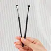 Pincel Delineador Forma de Media Luna Único, Pincel Negro Multiusos para Párpados Inferiores y Cejas, Herramienta de Maquillaje de Detalle con Cabeza Plana