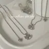 Colar Instantâneo de Arroz em Prata de Lei S925 Omni Coreano para Meninas, Corrente de Clavícula Carrossel de Gipsófila Ajustável Puxável