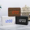 Reloj electrónico LED minimalista transfronterizo multifuncional de escritorio de madera despertador estudiante niños perezosos control por voz reloj de mesa