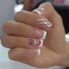 24 piezas de uñas postizas con temática navideña, con un diseño de copo de nieve francés verde, para una fácil aplicación y un look moderno, adecuadas tanto para el mercado europeo como para el americano