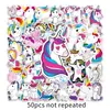 50 dibujos animados de unicornio caballo arcoíris patinete infantil coche de equipaje guitarra funda de teléfono pegatina
