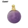 WT-P1982 Piedra Multicolor Amatista Obsidiana Gema Diseño de Frasco de Perfume Colgante Redondo Accesorios de Joyería