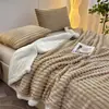 Comércio Exterior Transfronteiriço Manta Grossa de Lã de Cordeiro com Fleece e Pelo Sintético de Coelho com Flanela Listrada de Camada Dupla