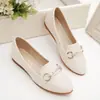 Mocasines de cuero suave genuino White Pillow Crane para mujer, nuevo modelo primavera y otoño 2026, suela suave, cómodos y no cansados, zapatos para mamá, zapatos de corte bajo para mujer