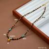 Collar con Colgante de Calabaza Estilo Maillard para Primavera y Verano, Cadena para Suéter con Piedra Ojo de Tigre y Perlas, con un Toque de Lujo Ligero y de Alta Gama para Mujeres de Nicho