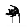 [Estilo Grande] Arte para Jardín de Gatos Arte de Hierro Set de Siluetas de Gatitos Decoración para Patio Exterior Inserto en el Suelo del Jardín