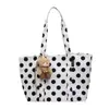 2026 Bolso Tote Nuevo Estilo Coreano con Lunares Grandes para Mujer, Bolso de Hombro de Lona de Gran Capacidad, Bolso de Mano para Ropa de Trabajo de Estudiante, Bolsa de Compras