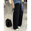 Calça Casual Mmc Dition Feminina Outono Novo Solta Slim Reta Drapeada Cintura Alta Perna Larga