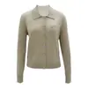 Cárdigan de Punto con Solapa 100% Lana Otoño e Invierno Elegante Ligero Maduro de un Solo Botón Suéter Cómodo Adelgazante para Mujer
