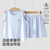 Conjunto de Chaleco de Lyocell para Niños Ropa Casual sin Mangas para Niños Ropa Fresca para Aire Acondicionado para Niñas Pijamas de Bebé Ropa de Casa