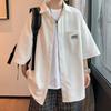 Camisa de Waffle de Manga Corta para Hombre Verano Alta Gama Estilo Hong Kong Duffy Guapo Casual Combinable