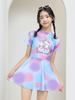 Roupa de Banho Infantil Meninas Meia-Idade e Grandes 2024 Novo Estilo Meninas peça única estilo saia estudantes do ensino fundamental tingimento deslumbrante roupa de banho conservadora