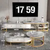 Juego de mesa de centro y mueble de TV de lujo ligero con panel de roca brillante, adecuado para espacios pequeños, extensible, diseño simple con cajones, para uso doméstico en la sala de estar