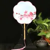Ventoinha Hanfu em formato de flor, ventoinha feminina para dança antiga, pequena ventoinha redonda, ventoinha de rede vermelha com cabo longo DIY, suprimento para barraca de discoteca