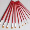 Ventas Directas de Fábrica Mango Rojo Pelo de Nailon Juego de 12 Piezas Pinceles para Pintura al Óleo con Tablero Pinceles para Pintura Gouache Suministros de Arte