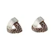 Pendientes Nuevos de Triángulo Calado con Estampado de Leopardo para Otoño e Invierno, Pendientes Elegantes Vintage Medievales, Pendientes de Diseño de Nicho de Lujo Accesible