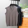 Chaleco de Punto de Moda para Hombre, Chaleco de Punto Jacquard Casual sin Mangas con Cuello en V para Hombres de Mediana Edad, Chaleco Base
