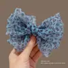 Presilha de banana com laço de estampa de leopardo azul, presilha vertical para a parte de trás da cabeça, presilha de garra para rabo de cavalo alto, estilo de alta qualidade feminino, novo modelo 2026