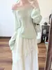 Ys Transfronterizos Principios de Primavera 2026 Atuendo Súper Trendy que Reduce la Edad Cárdigan de Punto Estilo Coreano Ootd Muy Elegante Mohair Hueco