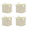 Cajas de Dulces de Nuevo Estilo Europeo Transfronterizas con Estampado Dorado, Patrón de Puntos, Cajas de Papel Cuadradas, Cajas Creativas para Dulces de Boda, Cajas de Regalo Vacías en Stock