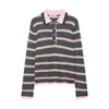 Comercio Exterior Ropa de Mujer 2026 Nuevo Estilo Moda Europea y Americana Simple Patchwork Rayas Tejido Camisa Polo 2142003