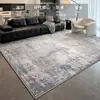 Tapete para sala de estar, não lavável, limpa com pano, luxo leve italiano, toque de alta qualidade, abstrato cinza moderno, tapete de cabeceira, impermeável, tapete de piso à prova de som