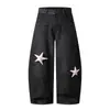 Jeans Scimitar con Decoración de Estrella Estilo Retro Americano para Mujer, Diseño de Primavera con Orejas de Conejo, Pantalones Anchos Adelgazantes Sueltos