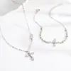 Pulsera Original Cruz Starburst para Mujer Plata de Ley 925 Corazón Pulsera de Nácar Personalizada Nicho Pulsera de Circonita Micropavimentada