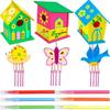 Juego de Juguetes para Armar de Madera Transfronterizo Carrillón de Viento Casa de Pájaros Casa de Pájaros Graffiti para Niños Nido de Pájaro Colgante de Madera Jaula de Pájaros