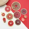Adornos de Monedas de Espíritu de Montaña de Agujero Cuadrado de Cinabrio, Artesanías Vintage, Decoraciones de Monedas Estilo Antiguo de Cinabrio, Colgantes de Aleación Estilo Chino