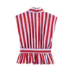 Camisa de rayas para mujer estilo europeo y americano, con decoración de lazo, primavera 2026 12405