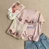 Nova camisa de verão estilo coreano com bordado de cata-vento, manga curta, gola redonda popular, corte justo, top versátil para mulheres
