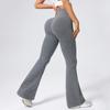 Calça Flare de Yoga Transfronteiriça para Mulheres, Cintura Alta, Levanta Bumbum, Calça Fitness Flare Canelada, Calça Esportiva Longa Bumbum de Pêssego, Calça Wide Leg
