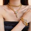 Collar Magnético Transfronterizo Europeo y Americano de Serpiente con Incrustaciones de Diamantes, Lujo Ligero, Sensación de Alta Gama, Cadena para Clavícula de Industria Pesada, Diseño de Moda, Joyería para Mujer