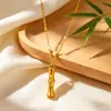 Estilo Tendência Nacional Exquisita Gargantilha de Nó de Bambu Pingente Jinzhu Fu'an para Mulheres Luxo Leve Novo Estilo Seção por Seção Trazendo Bênçãos Pingente Presente para Namorada