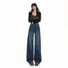 Jeans Feminino Laranja Jovem#Temperamento Lavado Design Moderno Senso de Estilo Perna Larga Solto Emagrecedor Personalidade Versátil Reto Longo