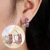 Pendientes de Moda Estilo Europeo Lujo Ligero con Circonita Incrustada en Forma de Corazón Venta Caliente Temperamento de Gama Alta Moda Súper Brillantes Corazón de Melocotón Pendientes Versátiles