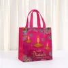 Bolsa Não Tecida Nova de Diwali Transfronteiriça, Linda Bolsa de Mão para o Festival da Lâmpada de Óleo Roxa, Bolsa Impermeável Criativa Personalizada para Levar