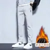 Calça Casual Masculina Forrada com Fleece Versão Coreana Engrossada Quente Atacado Transfronteiriço Perna Reta Tamanho Grande Slim-Fit de Negócios