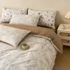 Juego de Ropa de Cama de Algodón Cuatro Piezas Estilo Fresco Funda de Edredón de Algodón Puro Nuevo Estilo 2026 Juego de Sábanas de Dormitorio Tres Piezas Ropa de Cama