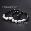 Pulseira Baroque de Obsidiana Dourada Natural Pulseira de Transporte Ruiqi Design Preto e Branco Moda Clássica