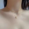 Collar de cadena de clavícula con colgante de doble capa de circonio incrustado en cobre plateado, estilo frío, moda elegante, collar sencillo, joyería sencilla