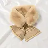 Cachecol Feminino Outono e Inverno ins Versátil Estilo Coreano Pelúcia Imitação Pelo de Coelho Rex Cachecol Xadrez Engrossado Quente Pescoço Gola de Lã