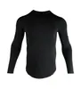 Camisa de compressão simples e esportiva de manga longa, altamente elástica, de secagem rápida, respirável, que absorve o suor e justa ao corpo, com um design 3D amigável à pele, adequada para treinamento de fitness