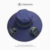 Sombrero de Sol con Ventilador Solar de Ala Ancha para Hombres Verano Pesca al Aire Libre Sombrero de Protección Solar Anti-UV Sombrero de Montañismo para Mujeres