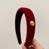 Faixa de Cabeça Vintage de Veludo Vermelho para Mulheres 2026 Outono/Inverno Novo Natal Ano Novo Elegante Faixa de Cabelo de Alto Volume