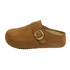 Mules cerrados para mujer 2026 otoño nuevo estilo vintage con hebilla de cinturón, slip-on mules de suela gruesa que aumentan la altura